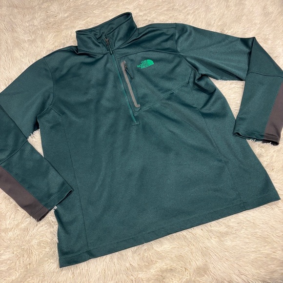 NORTH FACE Pullover TECH 100 HALF ZIP MEN'S Green and Gray Size XL - Picture 1 of 10